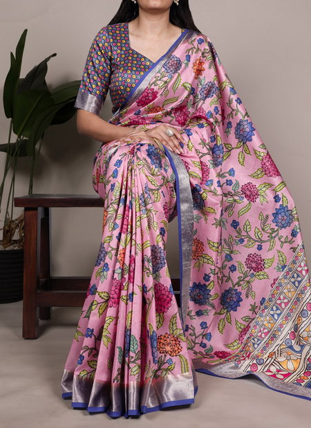 YNF7057 Tussar Silk With Viscose Border With Floral Print Sarees Wholesale Market In Surat